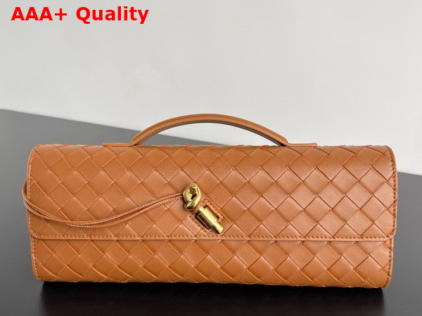 Bottega Veneta Andiamo Clutch in Wood Intrecciato Leather Replica