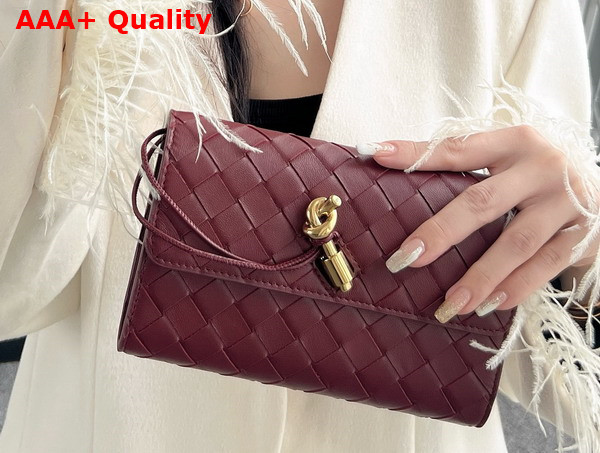 Bottega Veneta Andiamo Large Flap Wallet in Barolo Intrecciato Nappa Lambskin Replica