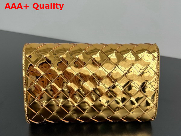 Bottega Veneta Andiamo Large Flap Wallet in Metallic Gold Intrecciato Lambskin Replica