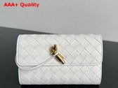 Bottega Veneta Andiamo Large Flap Wallet in White Intrecciato Nappa Lambskin Replica