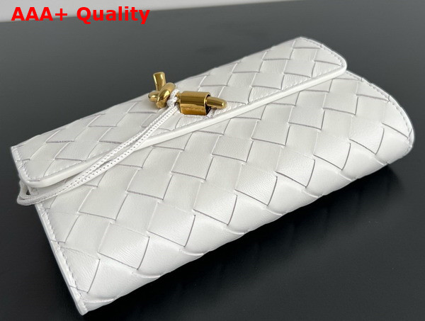 Bottega Veneta Andiamo Large Flap Wallet in White Intrecciato Nappa Lambskin Replica