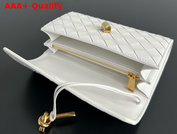 Bottega Veneta Andiamo Large Flap Wallet in White Intrecciato Nappa Lambskin Replica