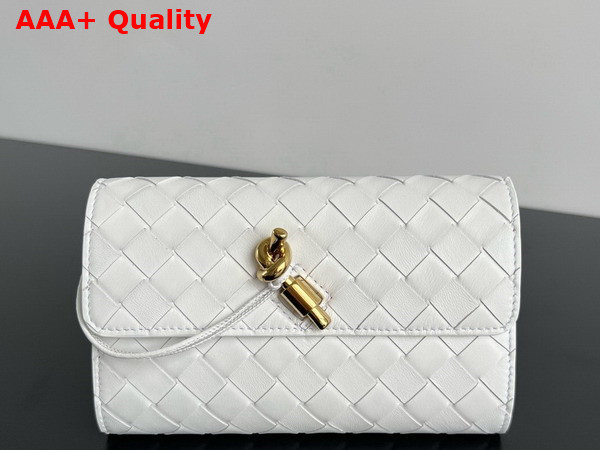 Bottega Veneta Andiamo Large Flap Wallet in White Intrecciato Nappa Lambskin Replica