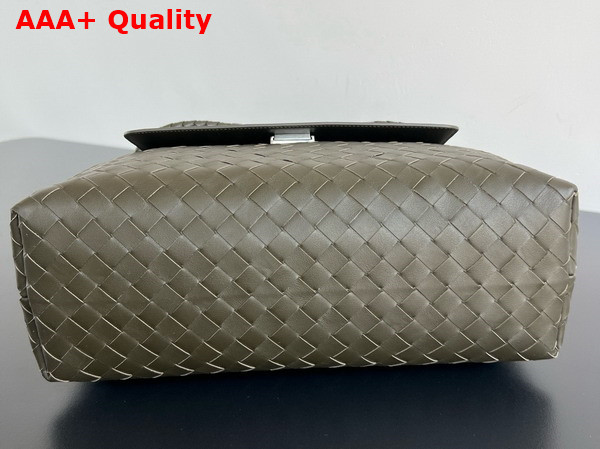 Bottega Veneta Andiamo Messenger in Kaki Intrecciato Leather Replica