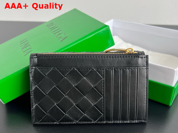 Bottega Veneta Andiamo Zipped Card Case in Black Intrecciato Nappa Lambskin Leather Replica