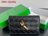 Bottega Veneta Andiamo Zipped Card Case in Black Intrecciato Nappa Lambskin Leather Replica