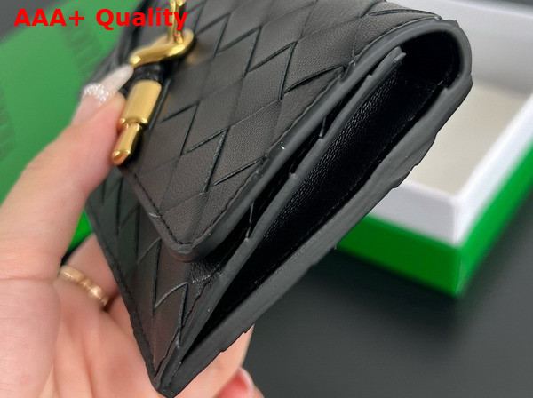 Bottega Veneta Andiamo Zipped Card Case in Black Intrecciato Nappa Lambskin Leather Replica