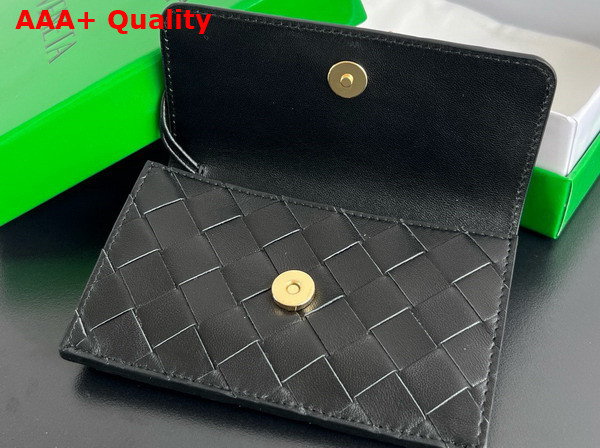 Bottega Veneta Andiamo Zipped Card Case in Black Intrecciato Nappa Lambskin Leather Replica