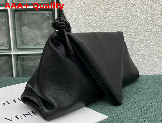 Bottega Veneta Angular Clutch Bag with Triangular Fold Lambskin Black Replica