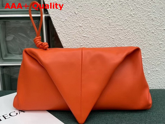 Bottega Veneta Angular Clutch Bag with Triangular Fold Lambskin Orange Replica