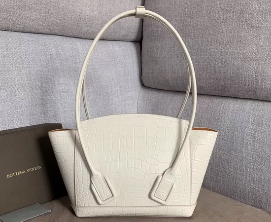 Bottega Veneta Arco 33 Bag in Beige Croc Embossed Calfskin