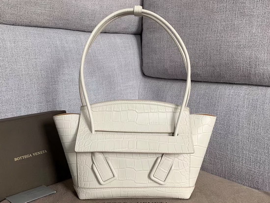 Bottega Veneta Arco 33 Bag in Beige Croc Embossed Calfskin