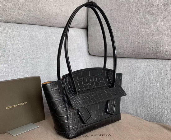 Bottega Veneta Arco 33 Bag in Black Croc Embossed Calfskin