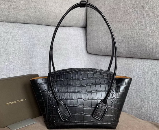 Bottega Veneta Arco 33 Bag in Black Croc Embossed Calfskin