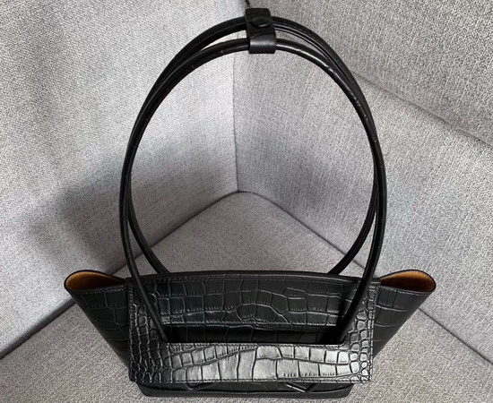 Bottega Veneta Arco 33 Bag in Black Croc Embossed Calfskin