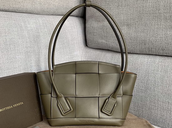 Bottega Veneta Arco 33 Bag with an Orthogonal Maxi Weave in Kaki French Calf