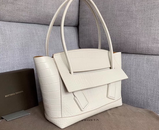 Bottega Veneta Arco 48 Bag in Beige Croc Embossed Calfskin