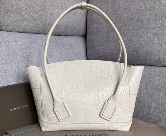 Bottega Veneta Arco 48 Bag in Beige Croc Embossed Calfskin