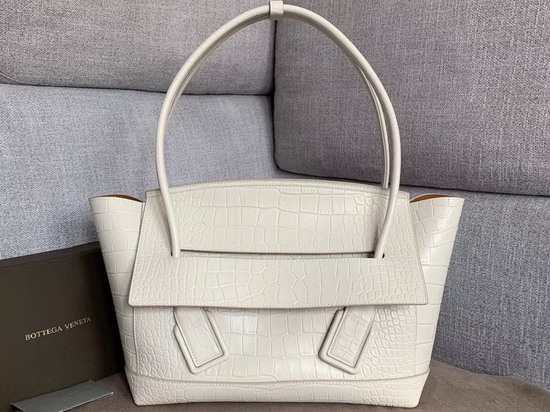 Bottega Veneta Arco 48 Bag in Beige Croc Embossed Calfskin