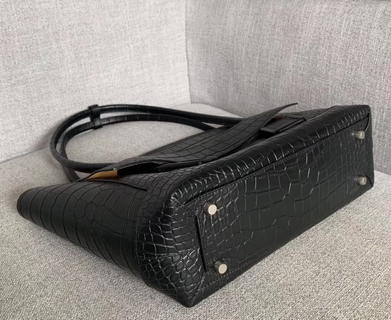 Bottega Veneta Arco 48 Bag in Black Croc Embossed Calfskin