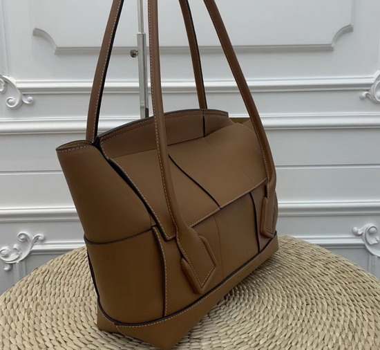 Bottega Veneta Arco 56 Bag in Brown French Calf with an Orthogonal Maxi Weave