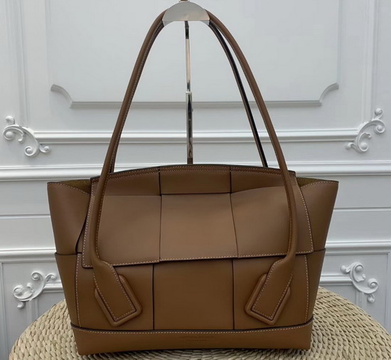 Bottega Veneta Arco 56 Bag in Brown French Calf with an Orthogonal Maxi Weave