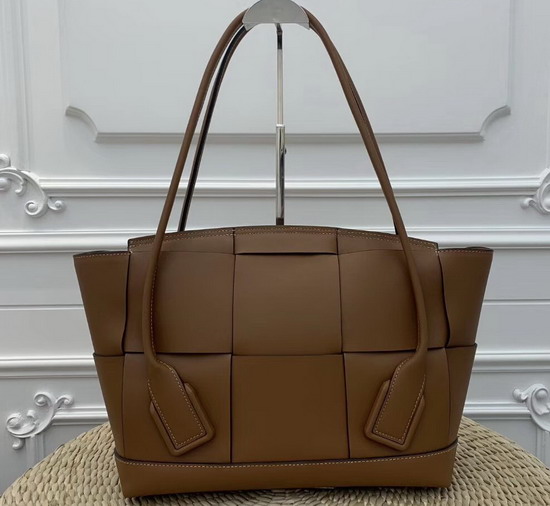 Bottega Veneta Arco 56 Bag in Brown French Calf with an Orthogonal Maxi Weave