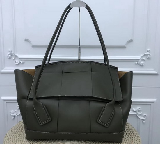 Bottega Veneta Arco 56 Bag in Khaki French Calf with an Orthogonal Maxi Weave