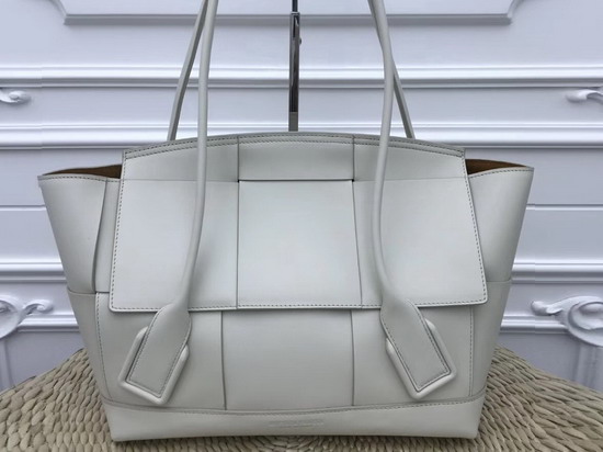 Bottega Veneta Arco 56 Bag in White French Calf with an Orthogonal Maxi Weave