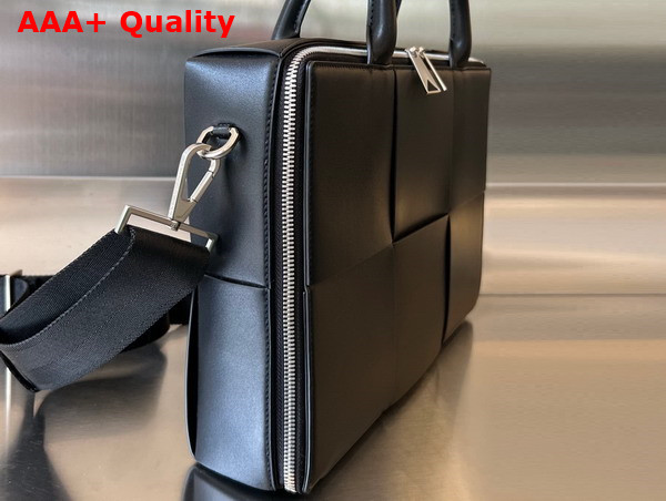 Bottega Veneta Arco Briefcase in Black Intreccio Leather Replica