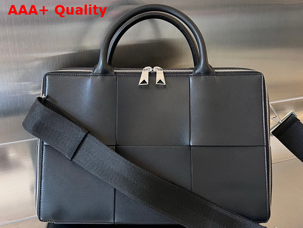 Bottega Veneta Arco Briefcase in Black Intreccio Leather Replica