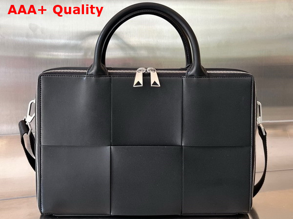 Bottega Veneta Arco Briefcase in Black Intreccio Leather Replica