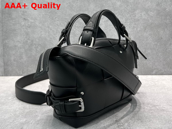 Bottega Veneta Arco Tool Black Small Intreccio Leather Top Handle Bag with Detachable Strap Replica