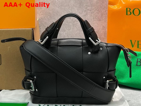 Bottega Veneta Arco Tool Black Small Intreccio Leather Top Handle Bag with Detachable Strap Replica