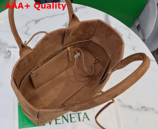 Bottega Veneta Arco Tote Caramel Suede Calfskin Replica