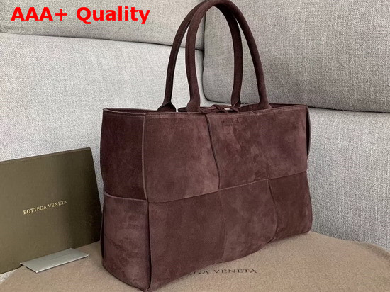 Bottega Veneta Arco Tote in Bordeaux Orthogonal Maxi Weave Suede Leather Replica