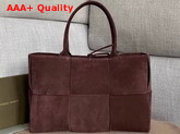 Bottega Veneta Arco Tote in Bordeaux Orthogonal Maxi Weave Suede Leather Replica