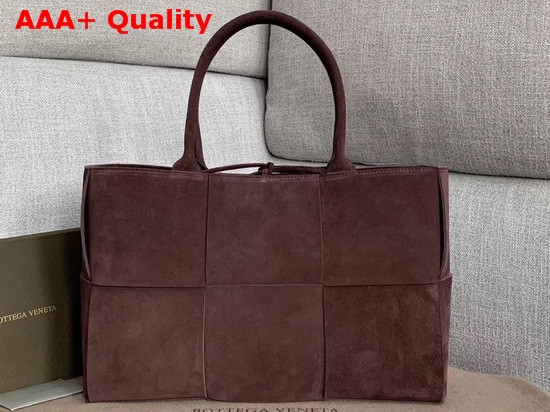 Bottega Veneta Arco Tote in Bordeaux Orthogonal Maxi Weave Suede Leather Replica