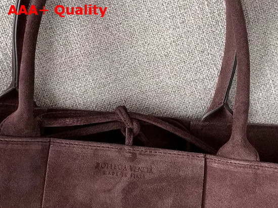 Bottega Veneta Arco Tote in Bordeaux Orthogonal Maxi Weave Suede Leather Replica