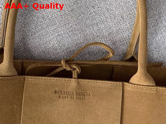 Bottega Veneta Arco Tote in Light Brown Orthogonal Maxi Weave Suede Leather Replica