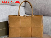 Bottega Veneta Arco Tote in Light Brown Orthogonal Maxi Weave Suede Leather Replica