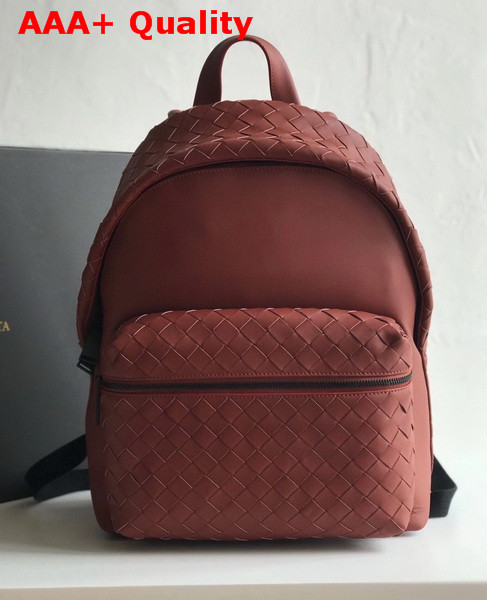 Bottega Veneta Backpack in Rust Woven Calf Leather Replica