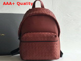 Bottega Veneta Backpack in Rust Woven Calf Leather Replica