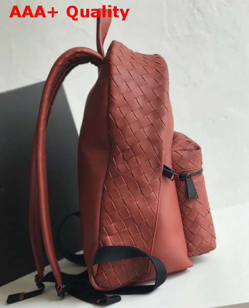 Bottega Veneta Backpack in Rust Woven Calf Leather Replica