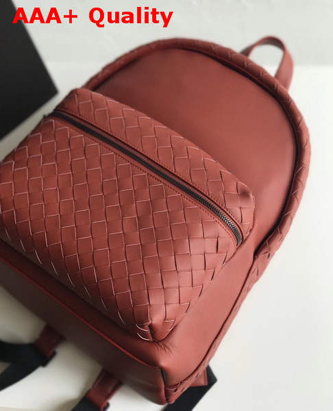 Bottega Veneta Backpack in Rust Woven Calf Leather Replica