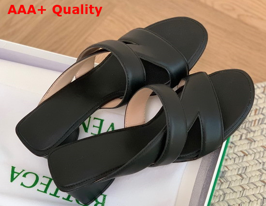 Bottega Veneta Band Sandals in Nero Calf Leather Replica