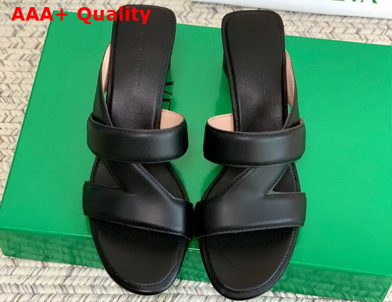 Bottega Veneta Band Sandals in Nero Calf Leather Replica