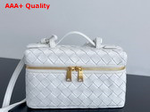 Bottega Veneta Bang Bang Vanity Case in White Intrecciato Leather Replica