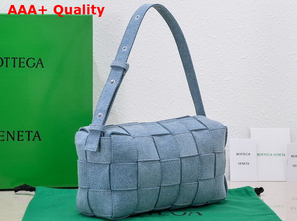 Bottega Veneta Brick Cassette Light Blue Intrecciato Denim Replica