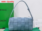 Bottega Veneta Brick Cassette Light Blue Intrecciato Denim Replica